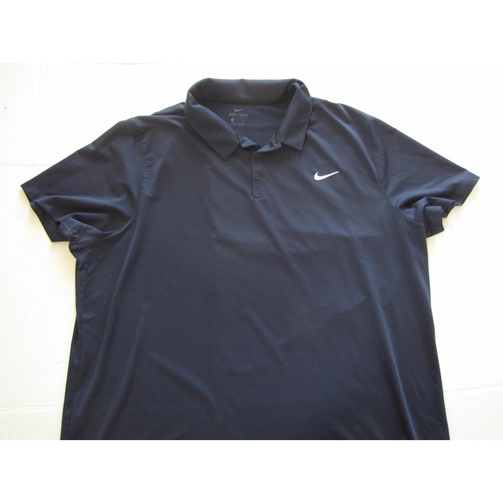 Nike Shirt Mens 2XL Blue Dri-FIT Golf Polo Short Sleeve Performance Athletic